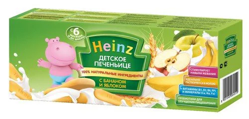 Детское печенье Heinz с бананом и яблоком (6+ мес.), 160г