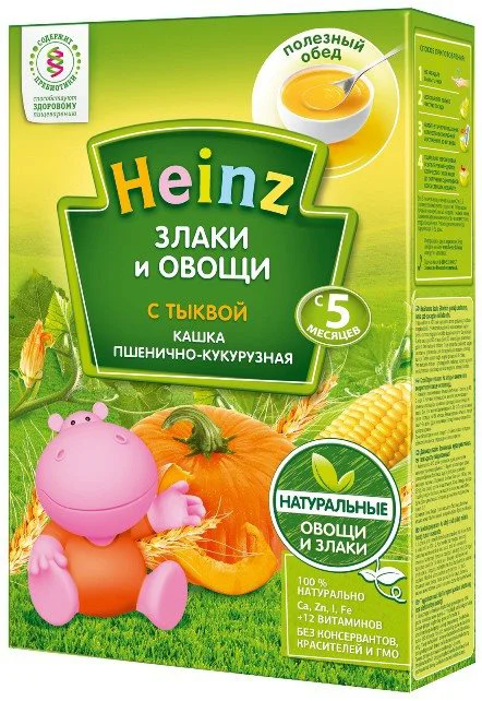 Кашка Heinz пшенично-кукурузная с тыквой (5+ мес.), 200г