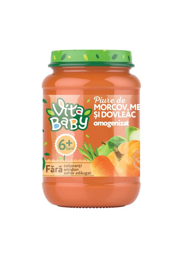 Piure de morcov, dovleac si mere Vita Baby (6+ luni), 180 g