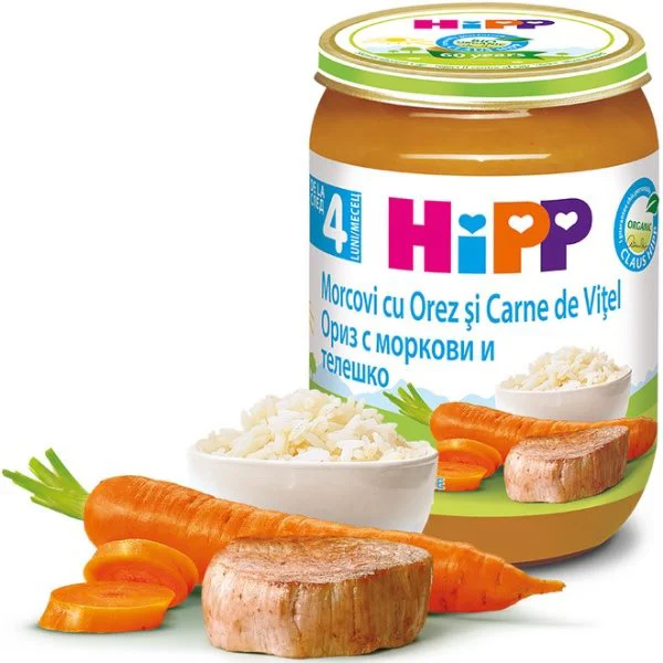 Пюре HiPP Рис с морковью и телятиной (4+ мес.), 190 г