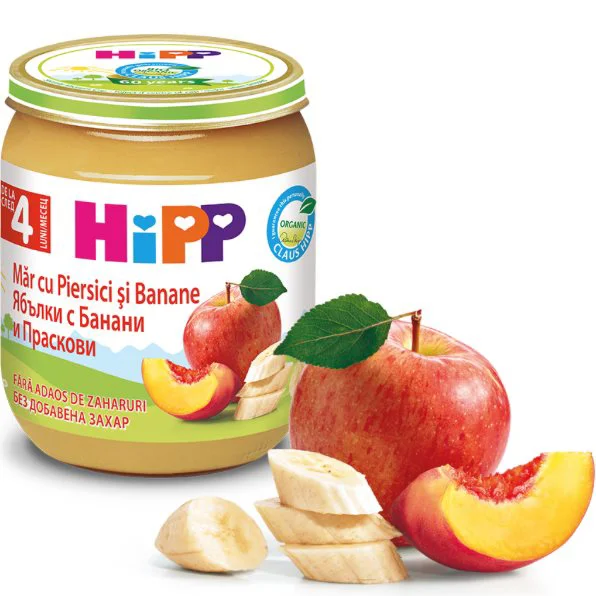 Пюре HiPP из бананов, персиков и яблок (6+ мес.), 125 г