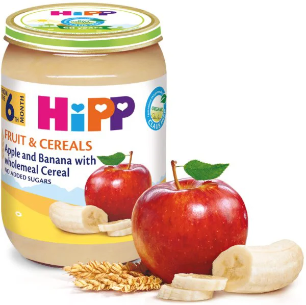 Piure HiPP din cereale cu mere si banane (6+ luni), 190 g