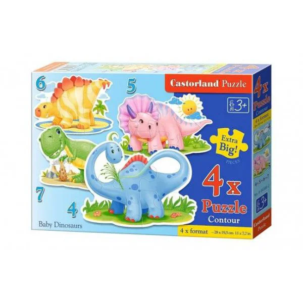 Puzzle Castorland Baby Dinosaurs, 4 in 1 (4+5+6+7 piese)