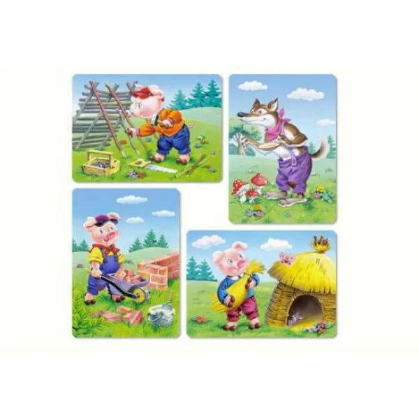 Puzzle Castorland Three Little Pigs, 4 in 1 (8+12+15+20 piese)