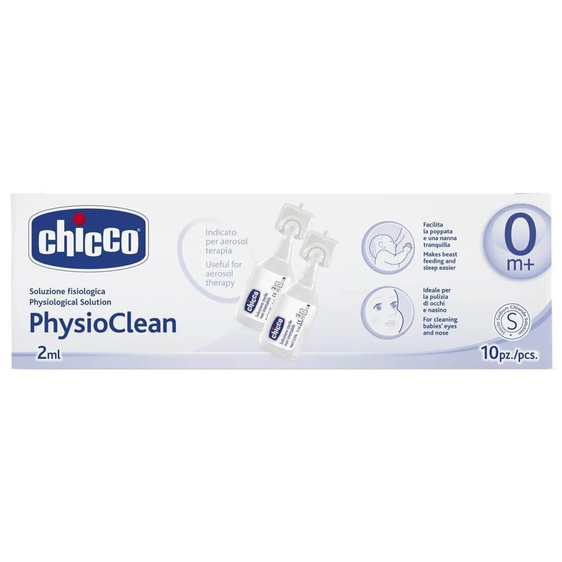 Solutie fiziologica nazala Chicco Physioclean, 2 ml, 10 buc.