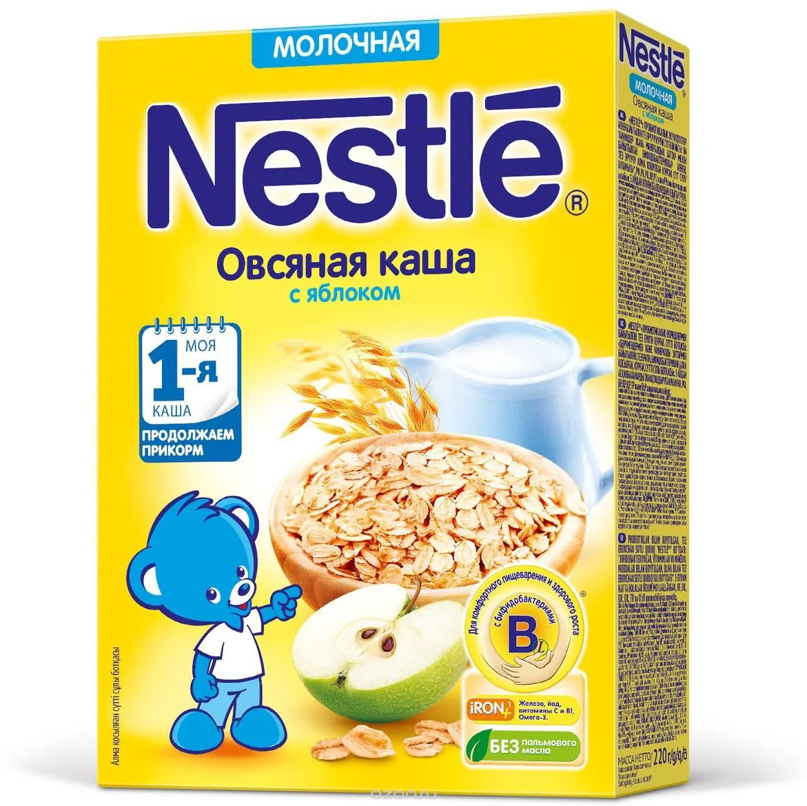 Каша молочная овсяная Nestle с яблоком (5+ мес.), 220 г
