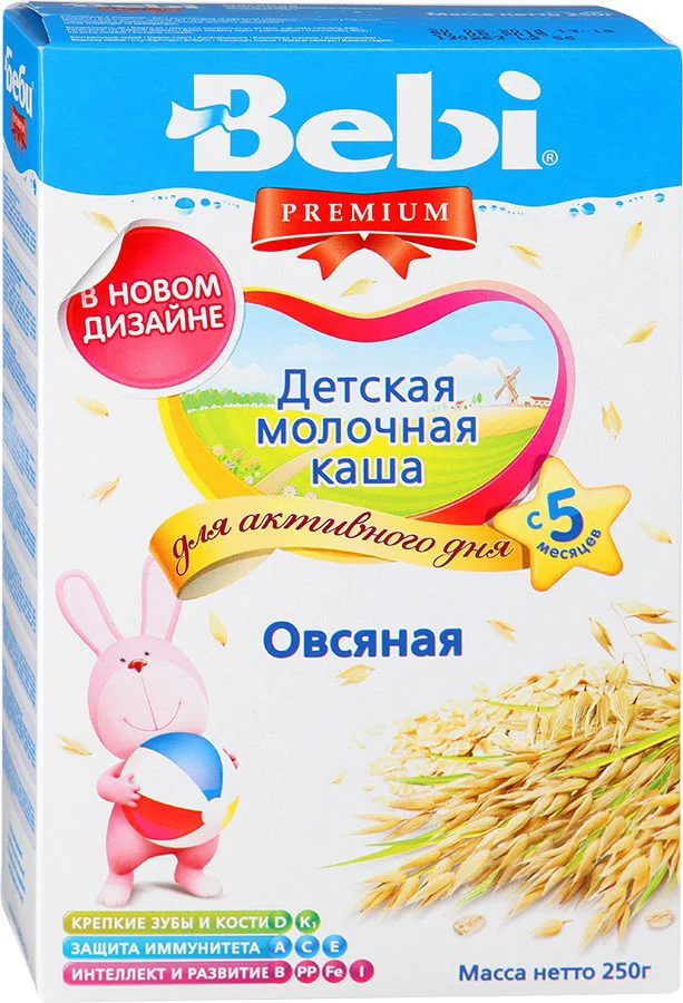 Каша молочная овсяная Bebi Premium (5+ мес.), 250 г