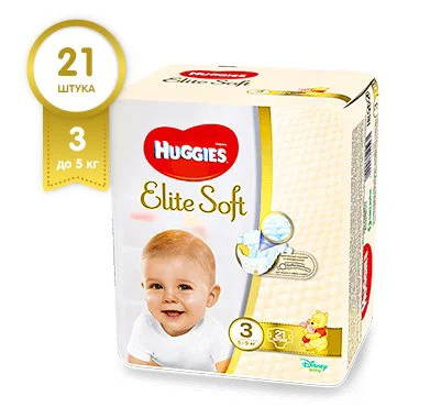Scutece Huggies Elite Soft 3 (5-9 kg), 21 buc.