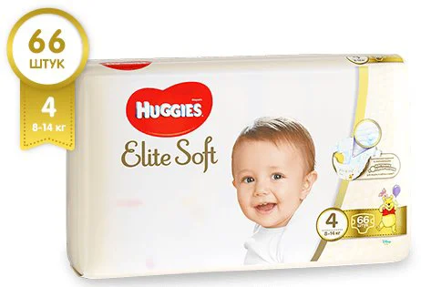 Подгузники Huggies Elite Soft Mega 4 (8-14 кг), 66 шт.