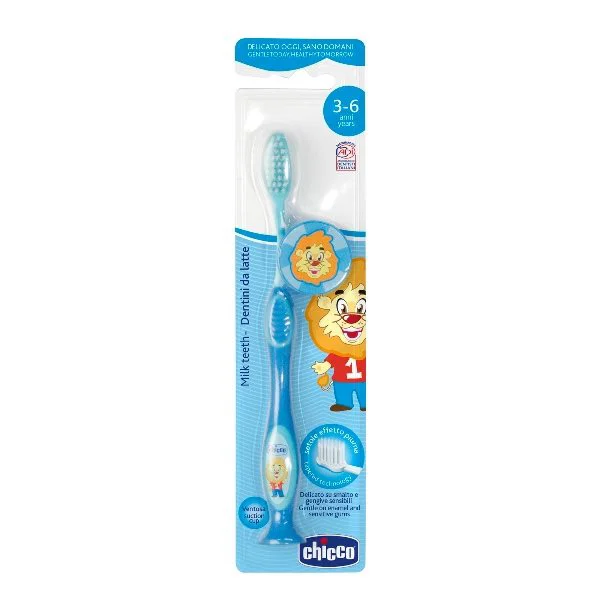 Зубная щетка Chicco Синяя с защитным колпачком (3-6 лет)