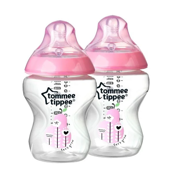 Бутылочка Tommee Tippee с рисунком Pink (0+ мес.), 260 мл, 2 шт.