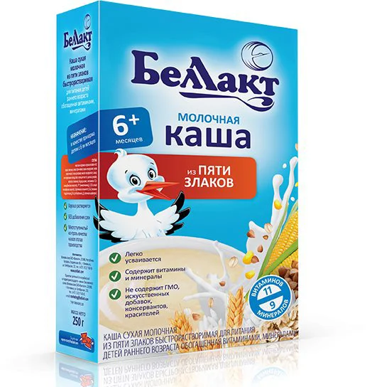Terci cu lapte Bellact 5 cereale (6+ luni), 250 g