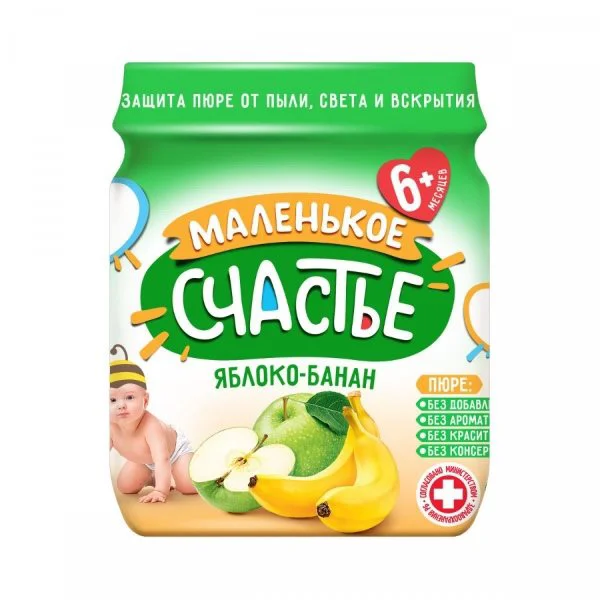 Пюре Маленькое счастье Яблоко-Банан (6+ мес.), 90 г