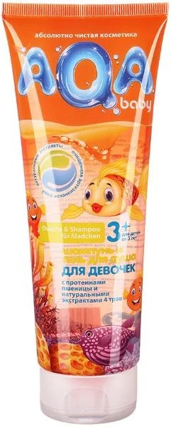 Sampon si gel de dus Aqa Baby pentru fetite (3+ ani), 250 ml