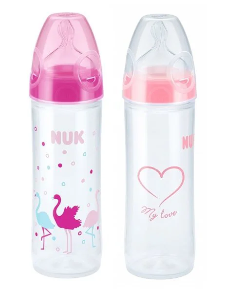 Набор из двух бутылочек NUK Pink с силиконовой соской (6-18 luni), 250 мл