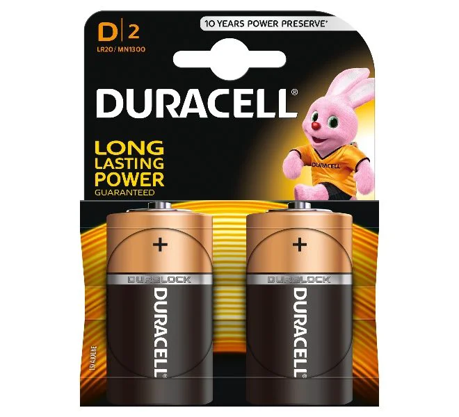 Батарейки Duracell тип D (LR20), 2 шт.