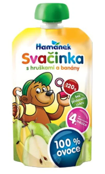 Пюре Hamanek Груша и банан (4+ мес.), 120 г