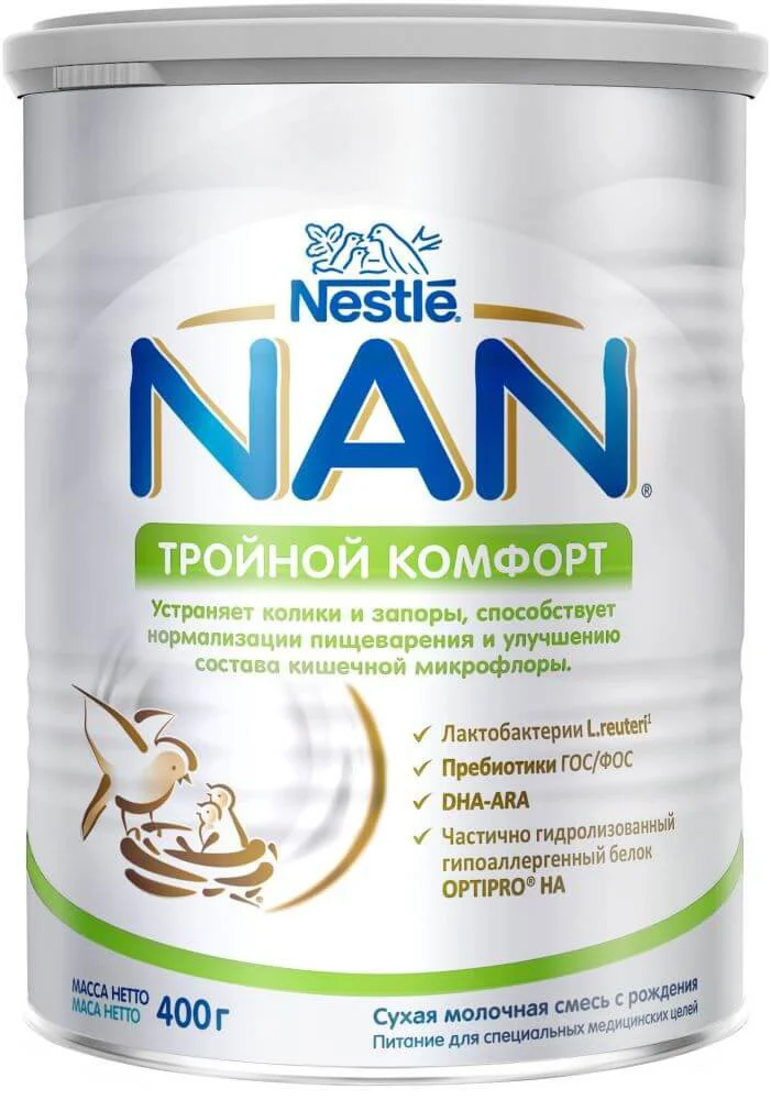Formula de lapte Nestle NAN Triplu Confort (0+ luni), 400 g