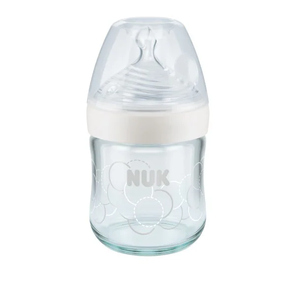 Biberon din sticla NUK Nature Sense cu tetina din silicon (0-6 luni), 120 ml