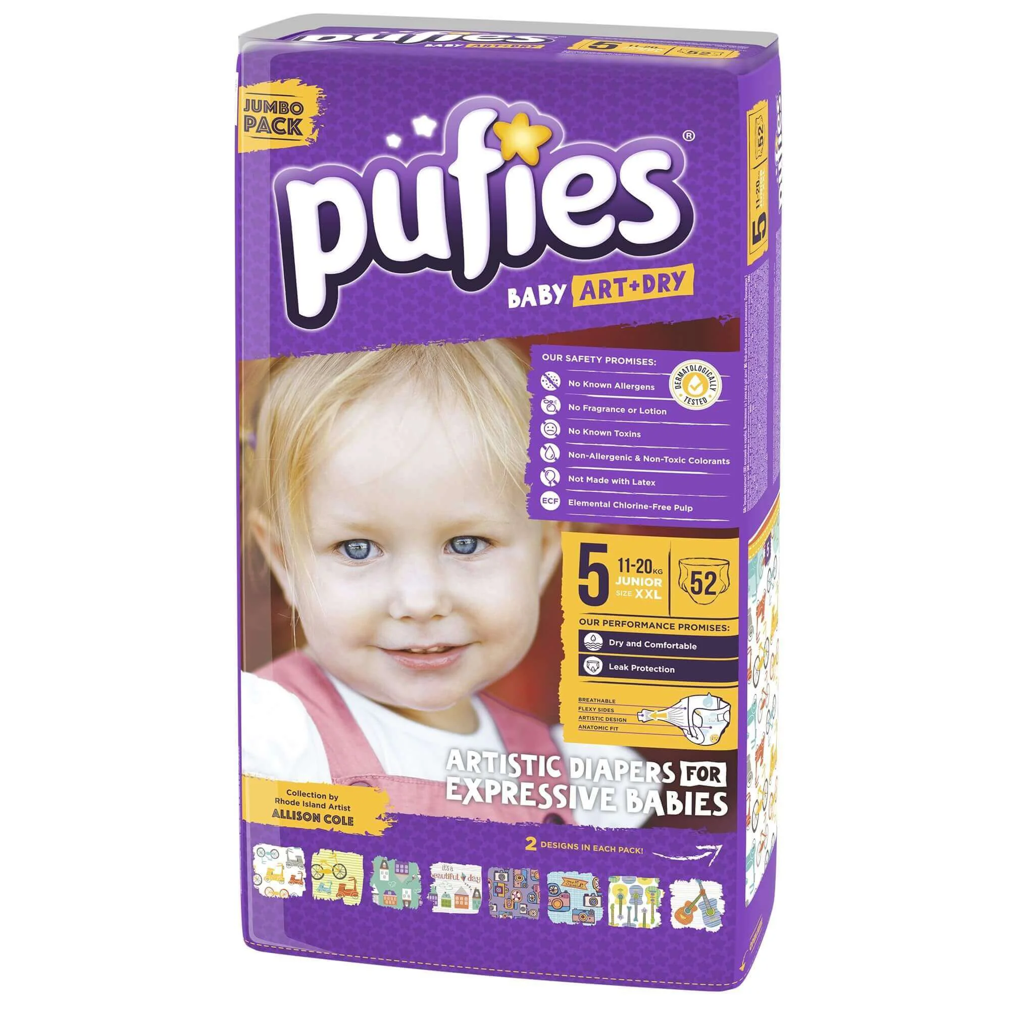 Scutece Pufies Baby Art&amp;Dry 5 (11-20 kg), 52 buc.