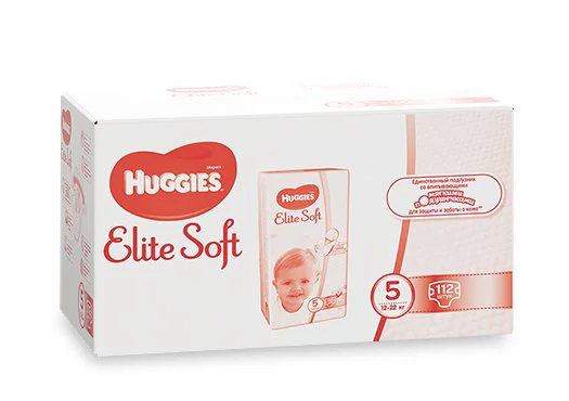 Scutece Huggies Elite Soft Box 5 (12-22 kg), 112 buc.