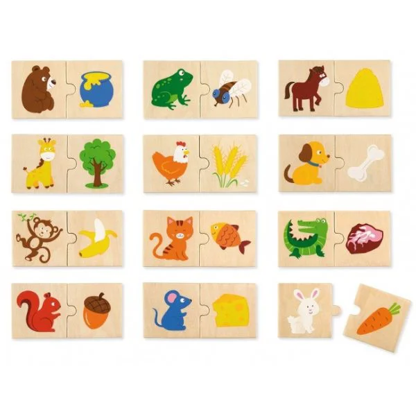 Set de joc din lemn Viga Toys Animal Feeding Puzzle Set