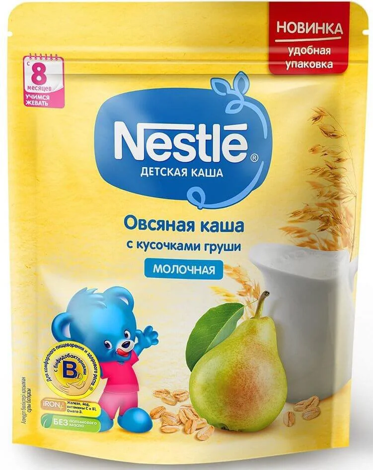 Каша молочная овсяная Nestle с грушей (8+ мес.), 220 г
