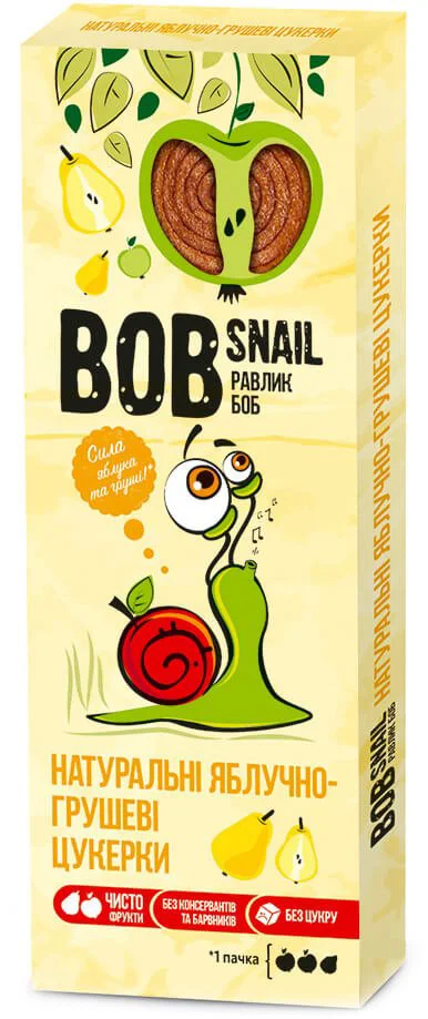 Bomboane naturale Bob Snail de mere si pere, 30 g