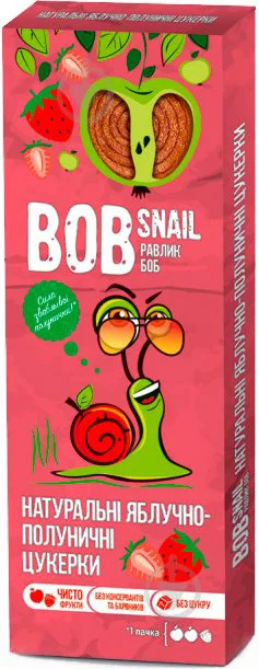 Bomboane naturale Bob Snail de mere si capsuni, 30 g