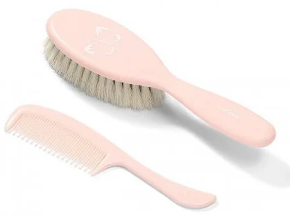 Set pieptene si perie din par natural extra-moale BabyOno Butterfly