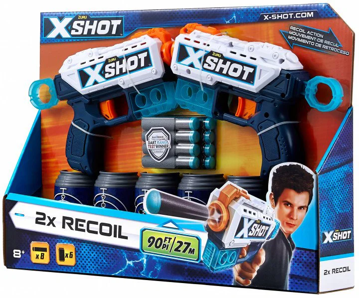 Набор скорострельных бластеров X-SHOT EXCEL Double Pulse, 8 патронов