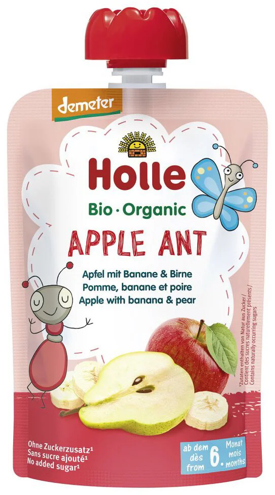 Piure Holle Apple Ant de mere, banane si pere (6+ luni), 100 g