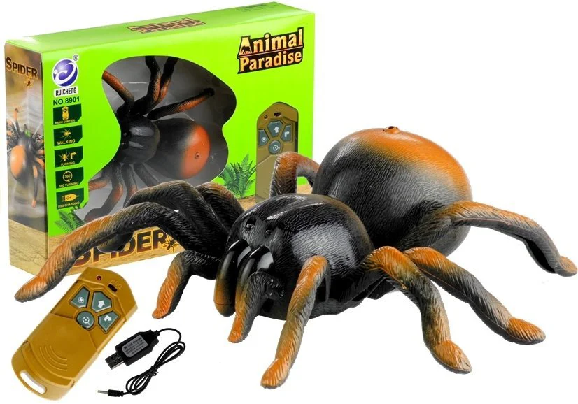 Игрушка LEANTOYS паук черно-желтый Тарантул с дистанционным управлением