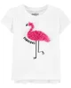 Oshkosh Tricou alb cu flamingo si aplicatii