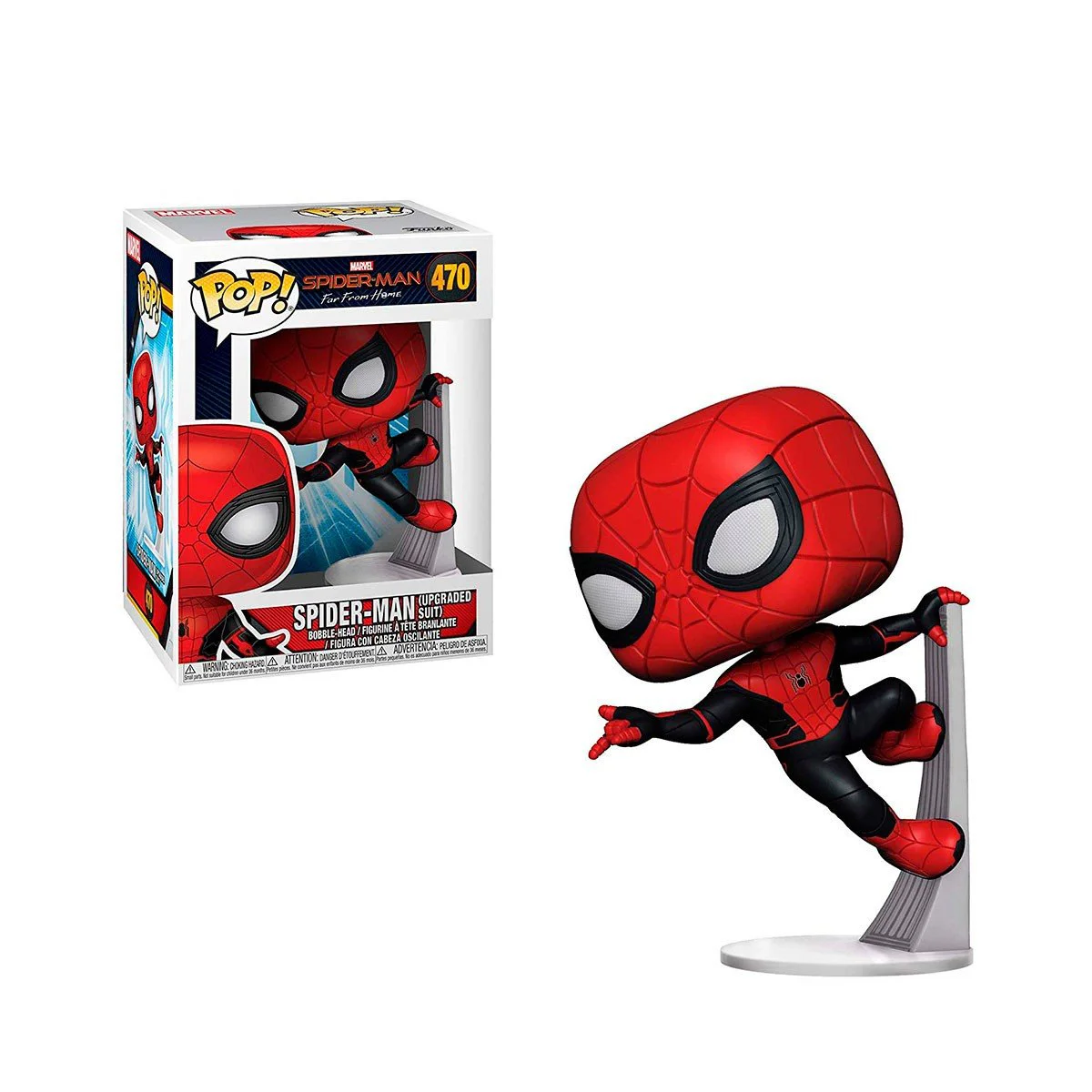 Figurina Spider Man in costum cu suport Funko Pop seria Spider Man, 9.6 cm