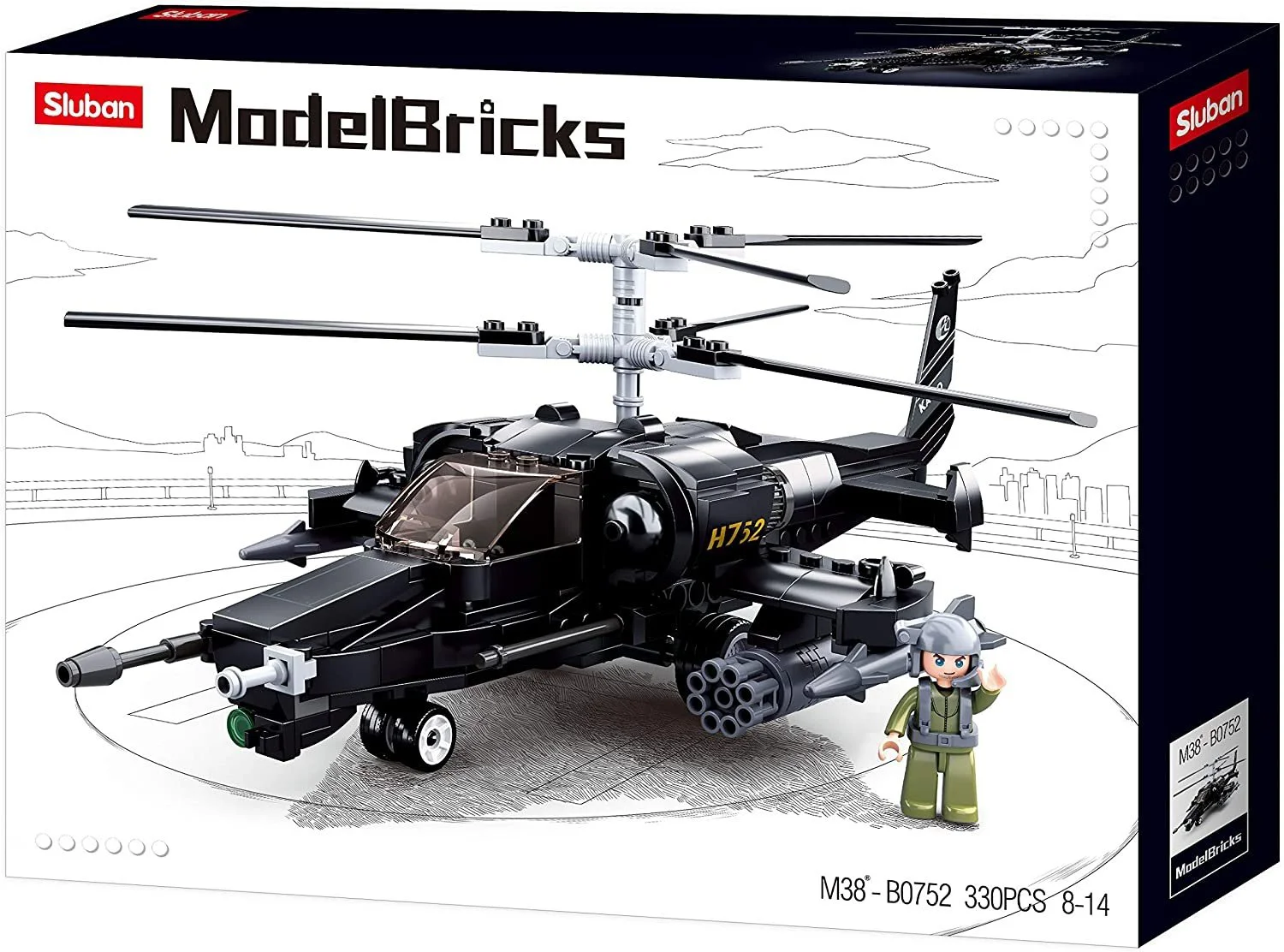 Конструктор Sluban Model Bricks, Ka-50 Black Shark