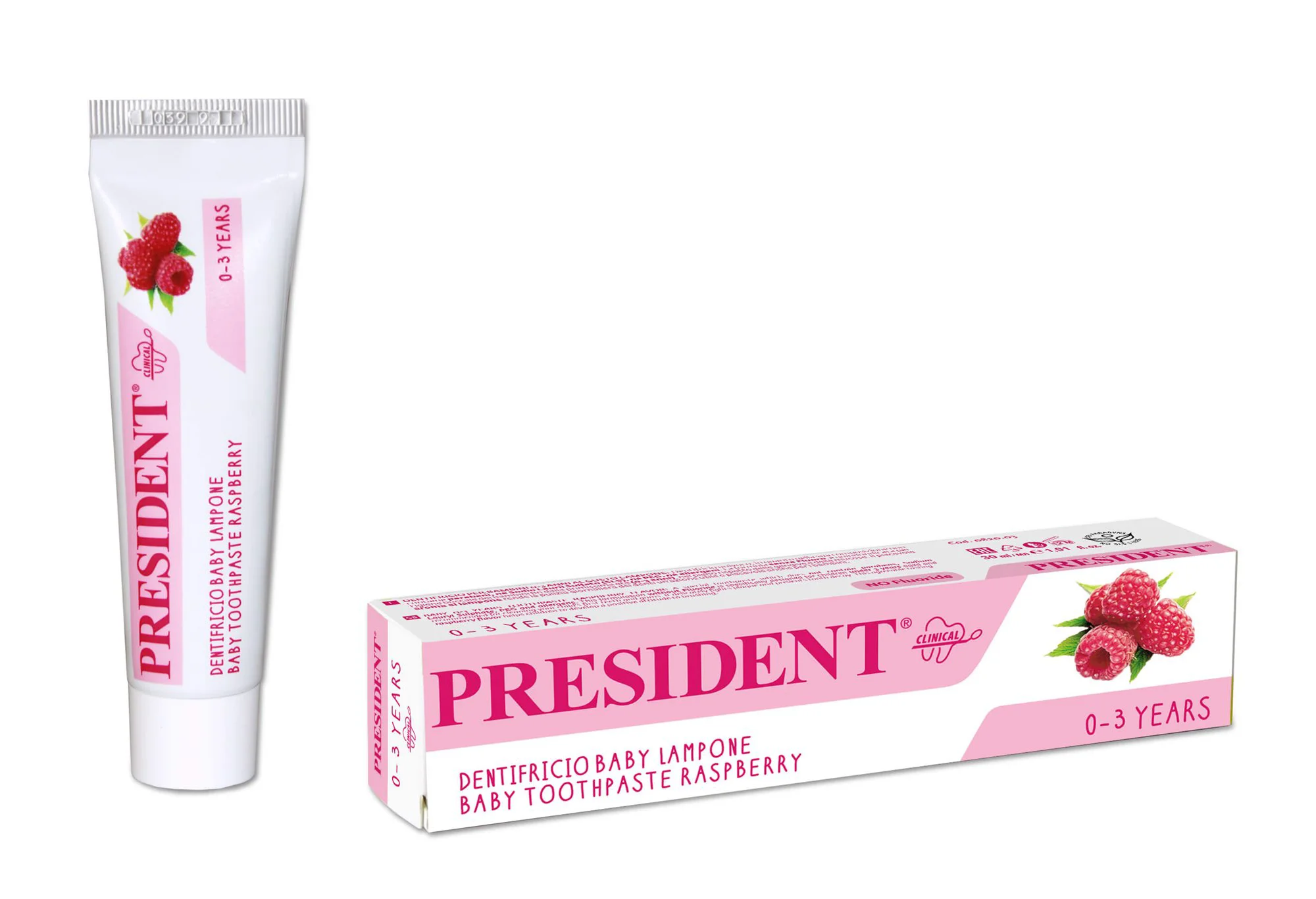 Pasta de dinti pentru copii President cu gust de zmeura (0-3 ani), 30 ml