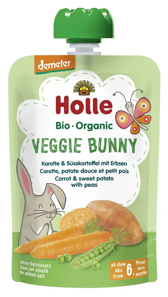 Piure Holle Veggie Bunny de morcovi, cartofi si mazare (6+ luni), 100 g