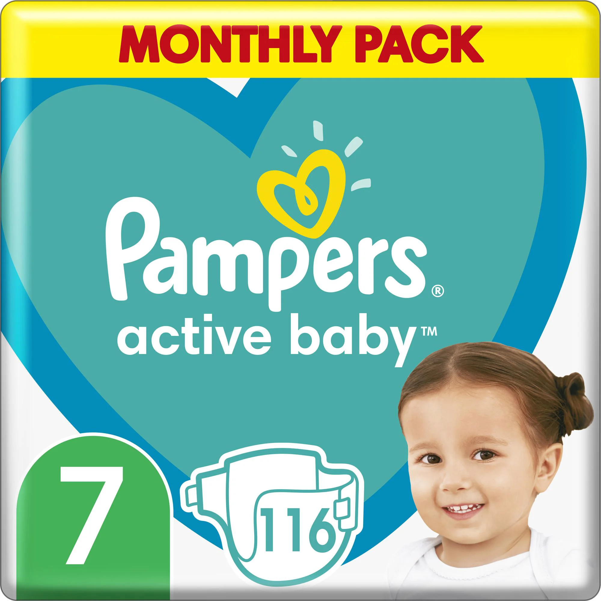 Подгузники Pampers Active Baby 7 Extra Large XXL Box (15+ кг), 116 шт.