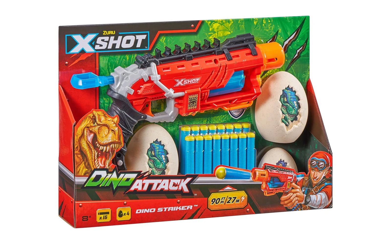 Игрушечный пистолет Dino Striker X-SHOT (16 патронов)