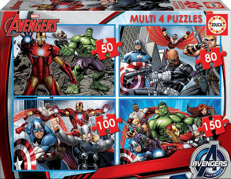 Puzzle Educa Multi 4 Avengers, 50+80+100+150 piese