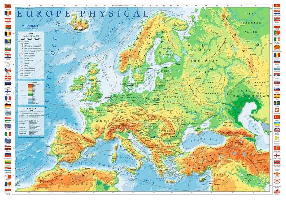 Puzzle Trefl Physical Map of Europe, 1000 piese
