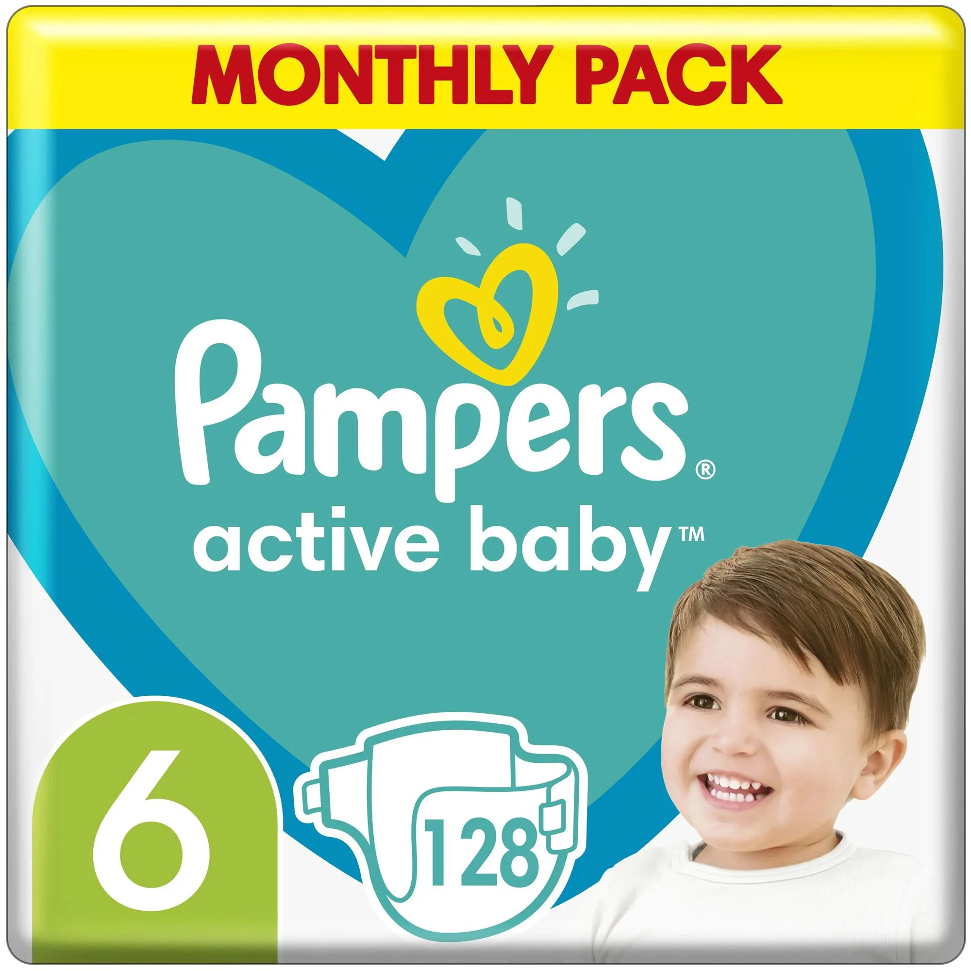 Scutece Pampers Active Baby 6 Extra Large XXL Box (13-18 kg), 128 buc.
