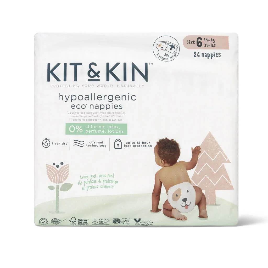 Scutece eco hipoalergice Kit&Kin 6 (14+ kg), 24 buc.