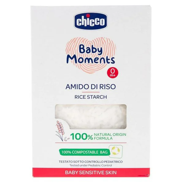 Amidon dermatologic din orez pentru baie Chicco Baby Moments (0+ luni), 250 g