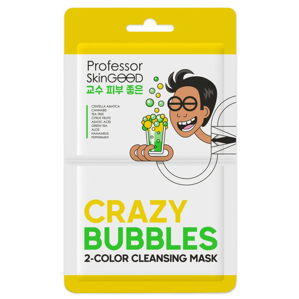 Пузырьковая маска Professor SkinGood Crazy Bubbles, двухцветная, очищающая, 1 шт