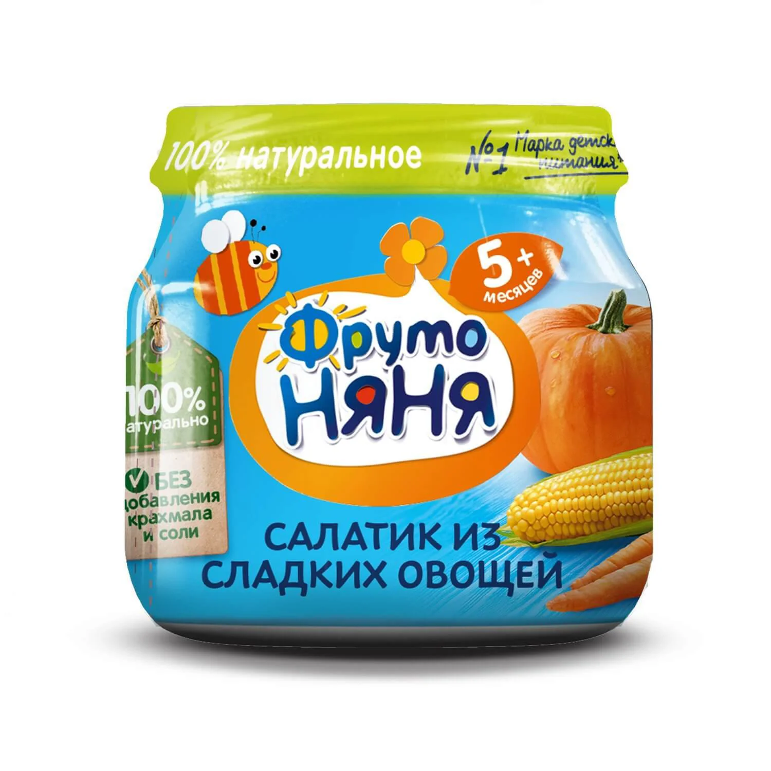 Пюре ФрутоНяня Салатик из сладких овощей (5+ мес.), 80 г