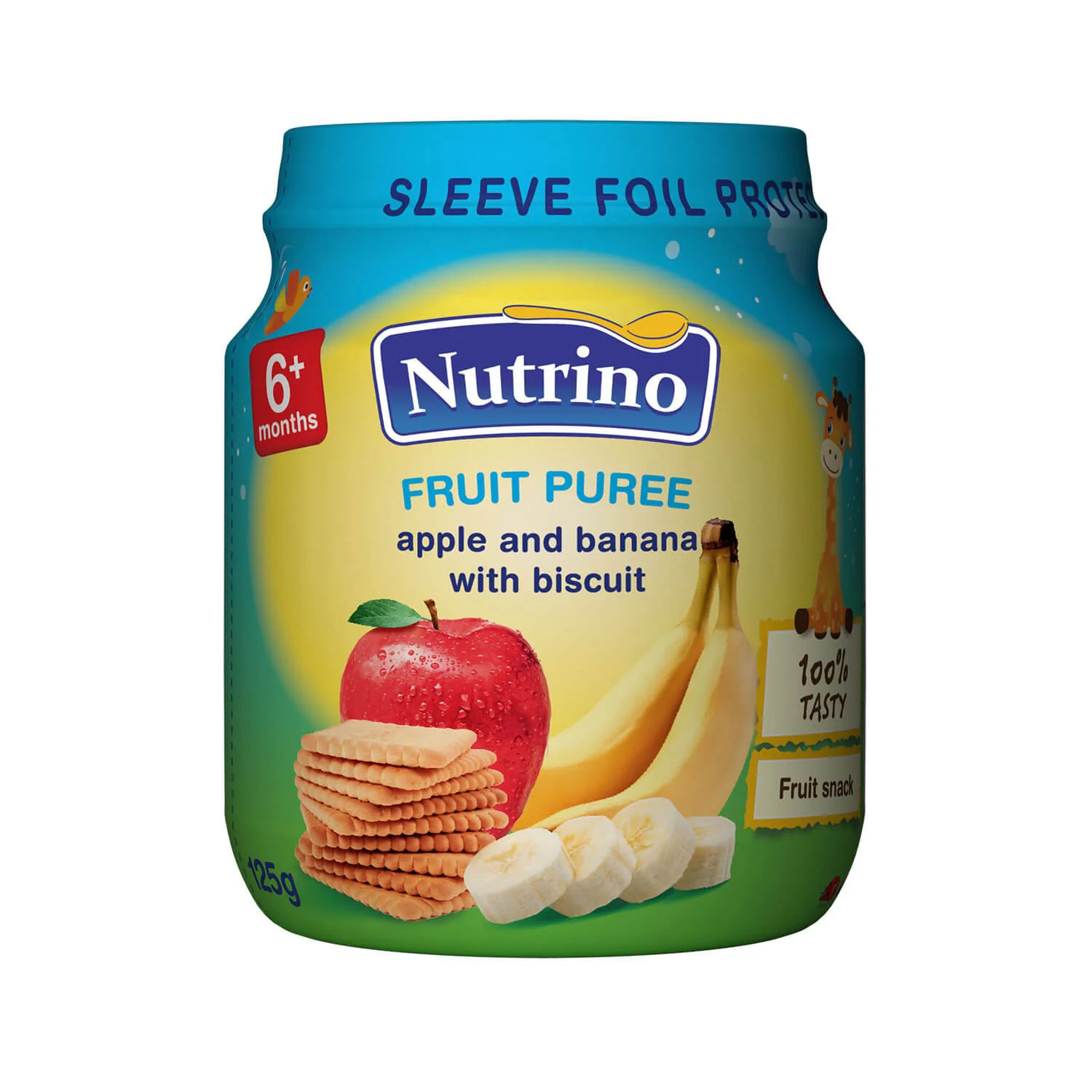 Piure Nutrino din mere, banane si biscuiti (6+ luni), 125 g