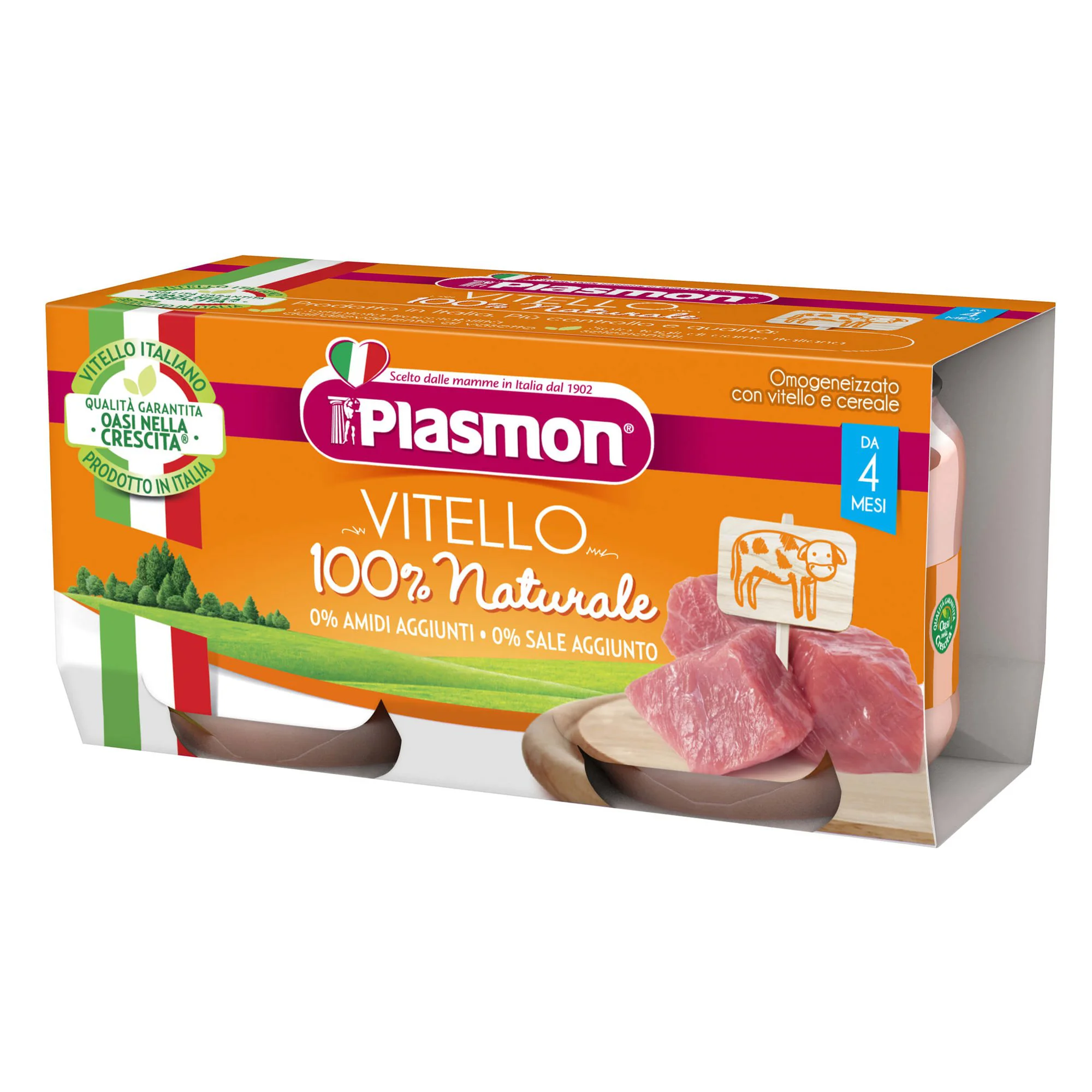 Piure Plasmon din carne de vitel (4+ luni), 2x80 g