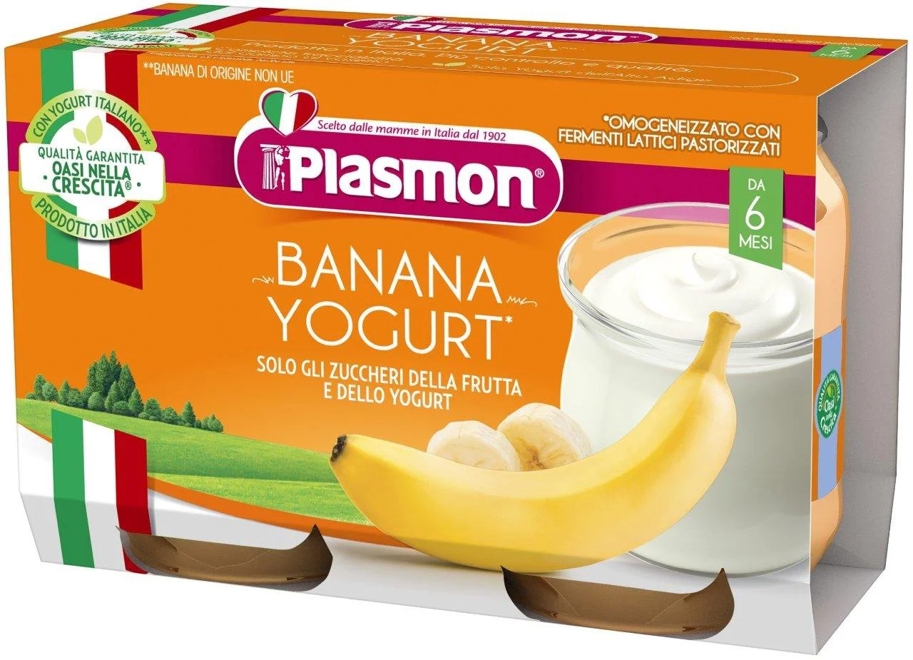 Piure Plasmon din banane cu iaurt (6+ luni), 2x120 g
